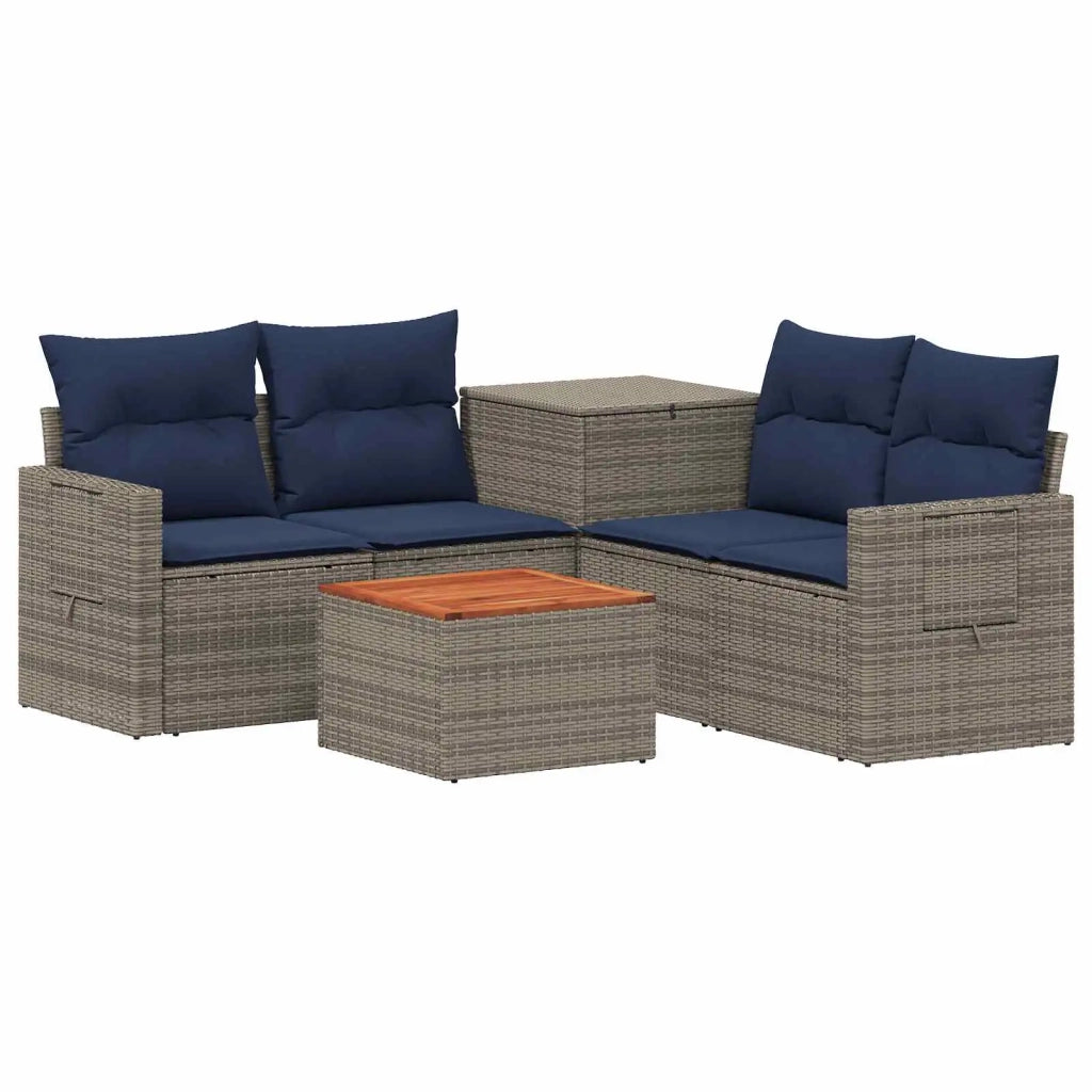 Set di divani 6 pz Grigio e Blu Navy Rattan sintetico e Acciaio 3447465