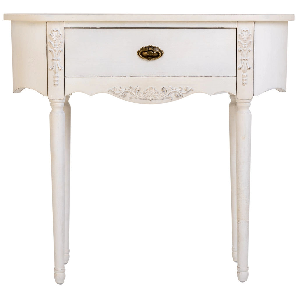 Console in legno laccato bianco invecchiato 88x36x80h cm