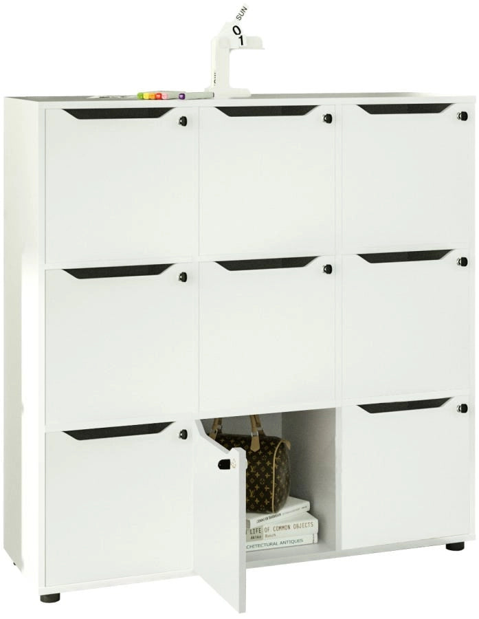 Libreria in melaminico con 9 caselle ad ante da ufficio cm. 119x40x121,6h