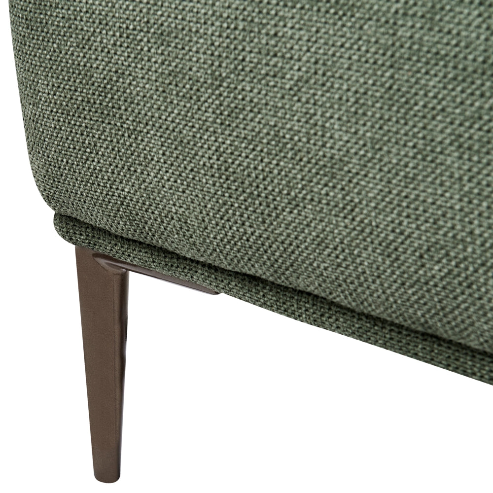 Divano a 3 posti in tessuto Verde Soggiorno Stile moderno Gambe in metallo