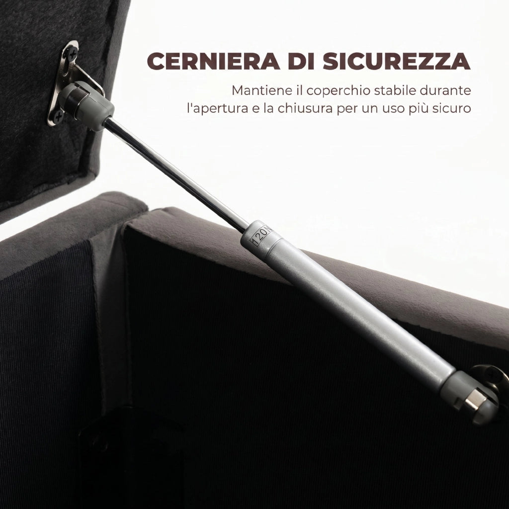 Cassapanca in Velluto con Seduta Imbottita ¨C Zephmum ¨C Grigio