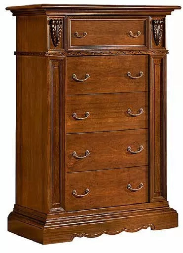 Settimanale classico 5 cassetti legno intaglio 106x53x153 - Mobili 2G