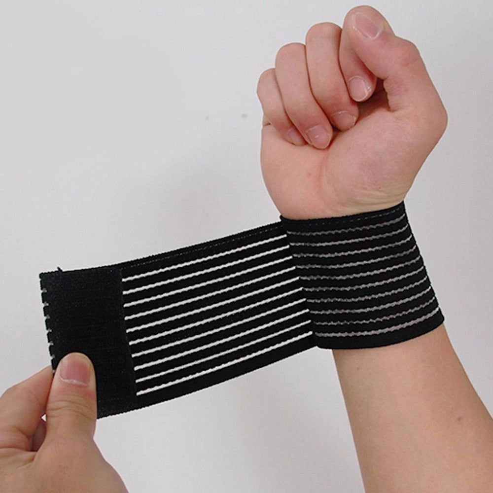 Trade Shop - Polso Benda Polsiera Fasciatura Di Supporto Polsino Elastico Accessori Nero -