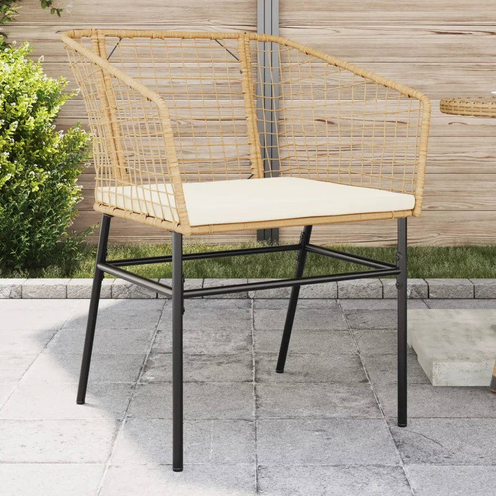 Sedie da Giardino 2 pz | Sedie da Esterno con Cuscini Marrone in Polyrattan