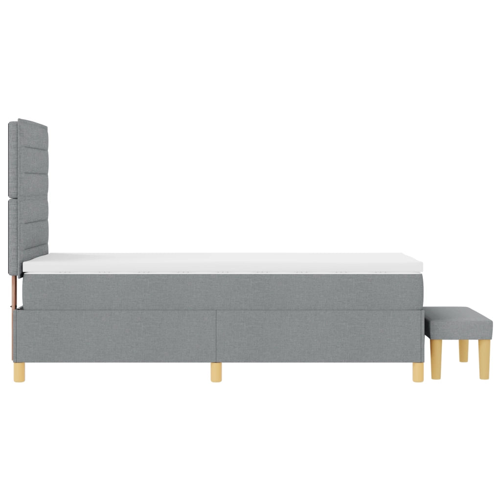 Letto a molle con materasso e panca grigia chiara 80x200 cm tessuto