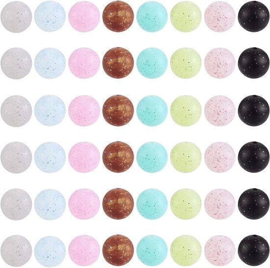 Pomponi in silicone con polvere glitter - 80 pezzi - 15 mm forma rotonda per decorazione cinturino, chiave e penne