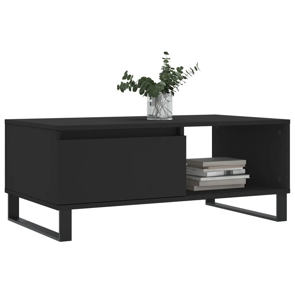 Tavolino da Salotto Nero 90x50x36,5 cm in Legno Multistrato 830573