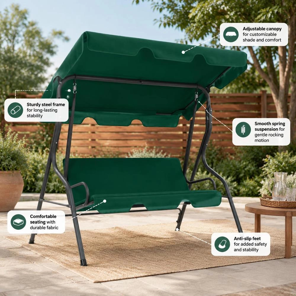 Green Hollywood Swing Set, 170x110x153 Cm, Fabric