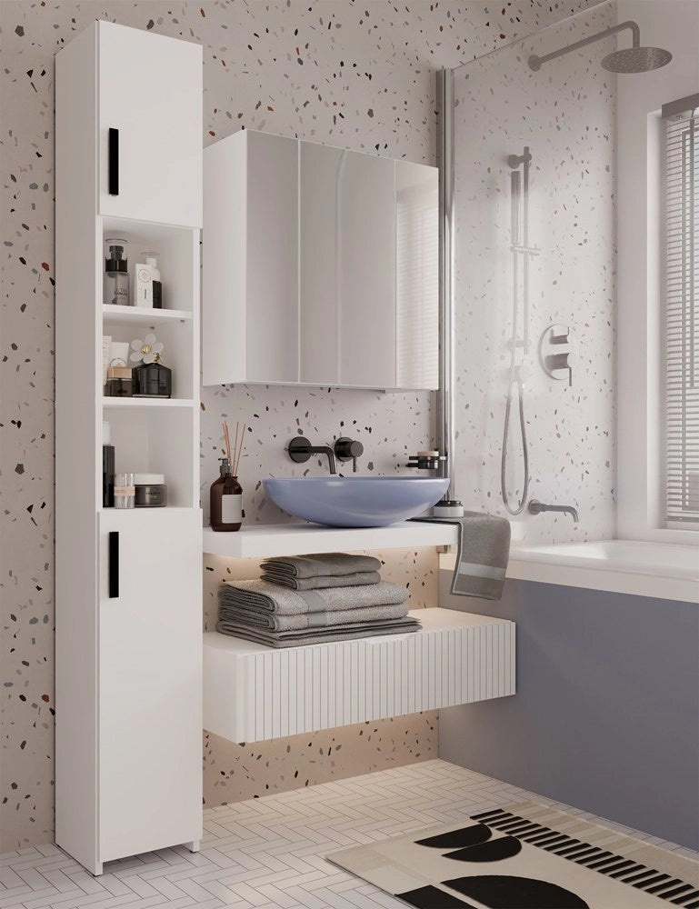 Mobile bagno POLA 3l sospeso con 3 lustrami sopra lavabo 3 ante bianco
