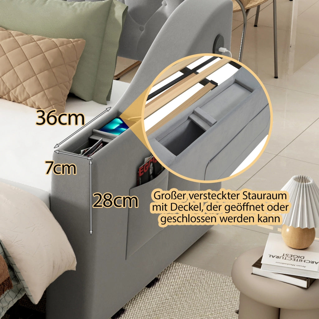 Letto poltrona trasformabile in letto samto grigio 90x190 cm