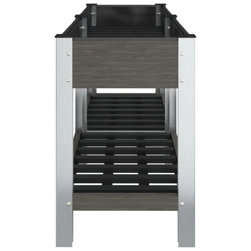 Fioriera rialzata per piante fiori patio o giardino con ripiano 150 x 50 x 75 cm WPC grigio 02_0039773