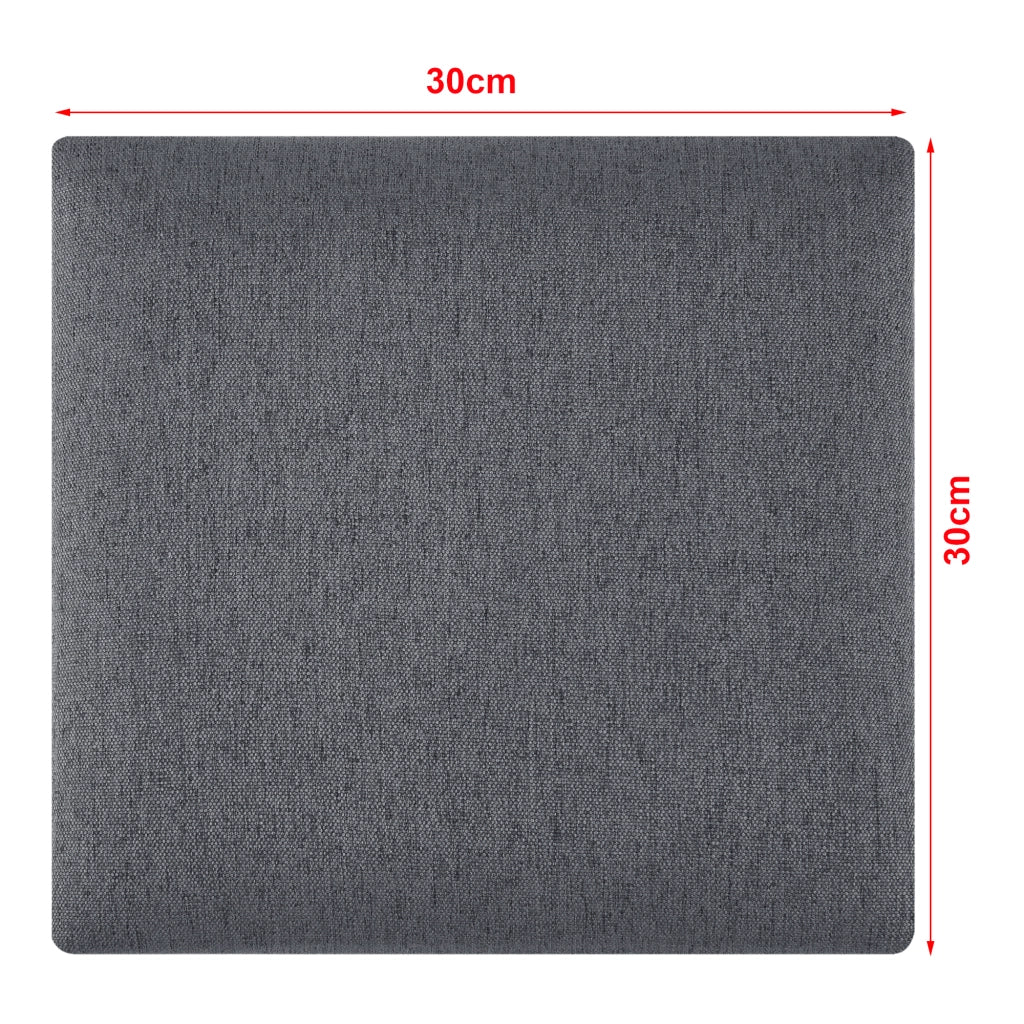 Set Carpino di 4 Pannelli Murali Imbottiti Rivestiti in Tessuto Grigio Scuro 30x30 cm [neu.haus]