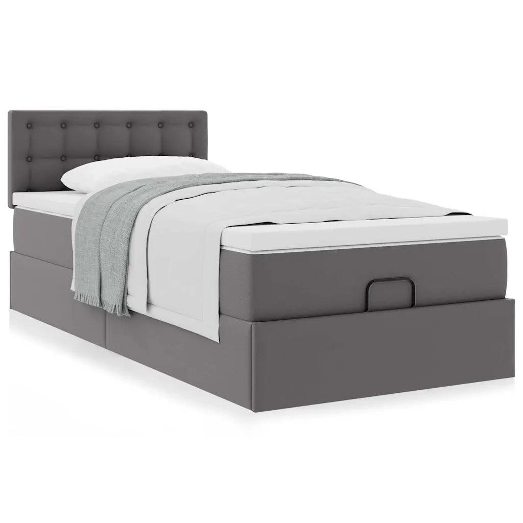 Letto Pouf con Materasso Grigio 90x200 cm Similpelle 3311286