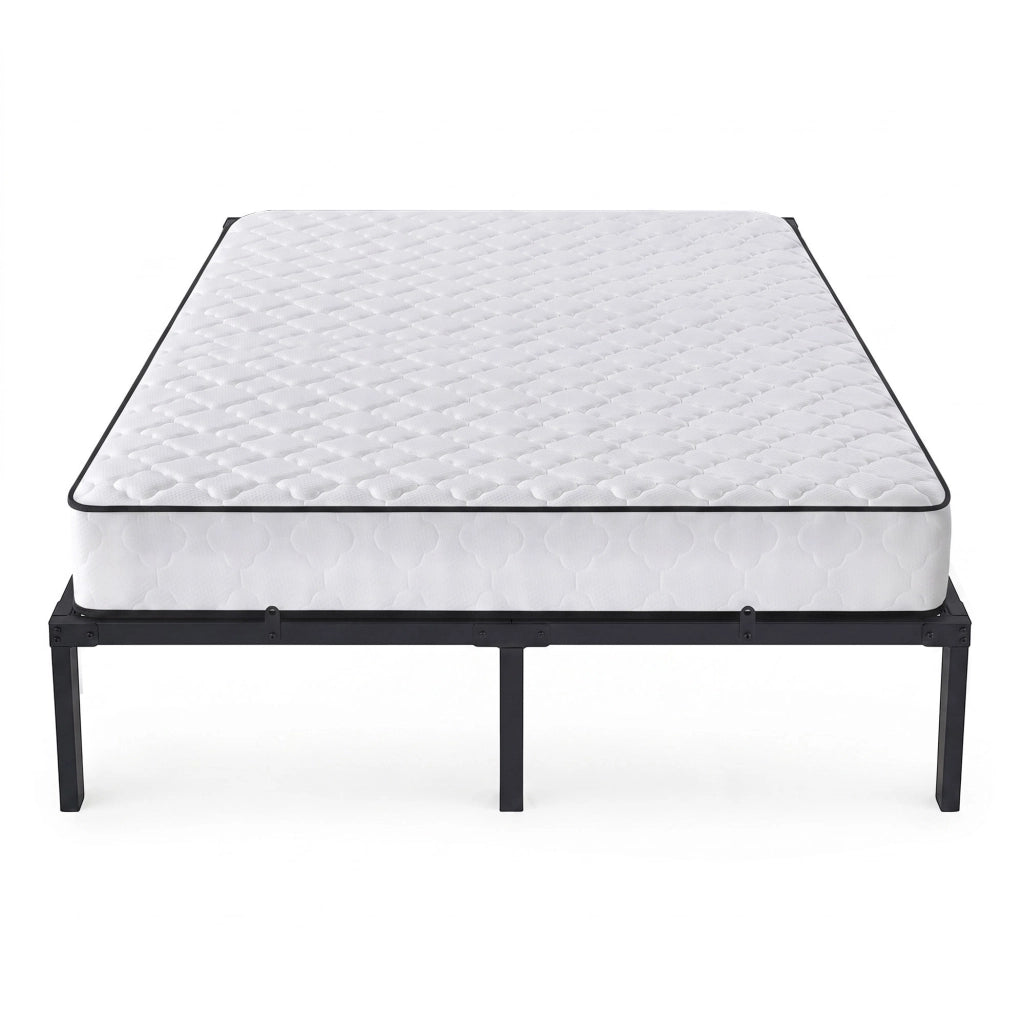 Struttura Letto Pieghevole in Metallo con Materasso Rete a Doghe 160x200 cm Nero Letto per Ospiti 9 Gambe 20 Doghe