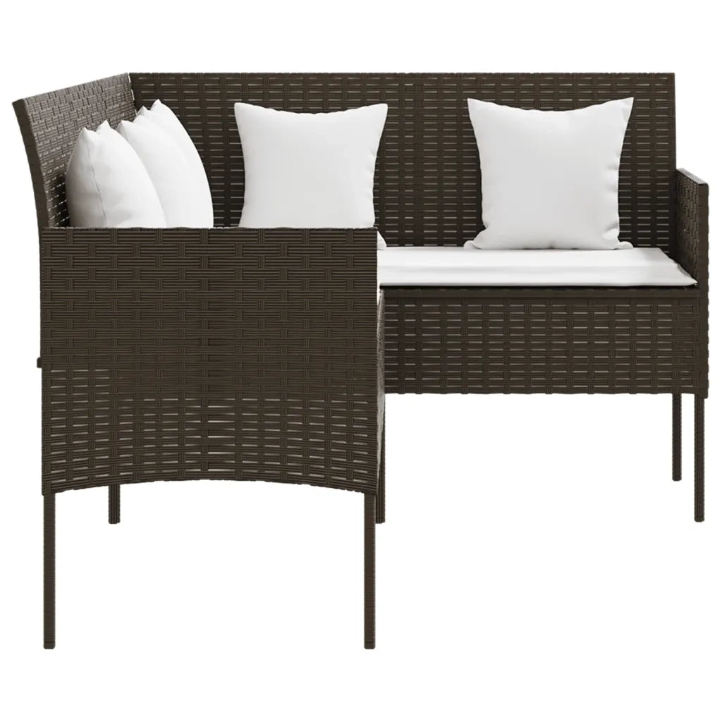 Divano a Forma di L con Cuscini in Polyrattan Marrone cod mxl 71040