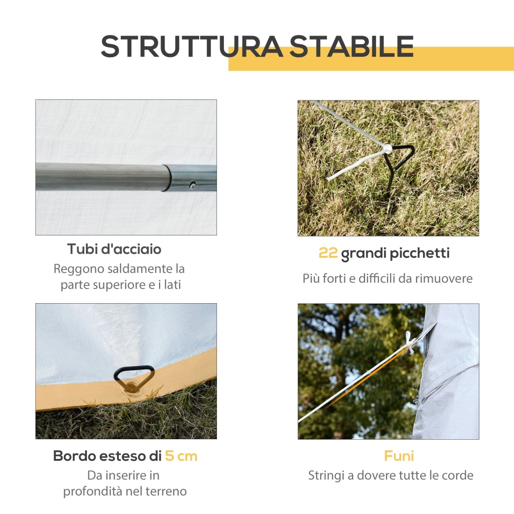 Tendostruttura 8x4x2.8m in acciaio 8 Finestre Bianco