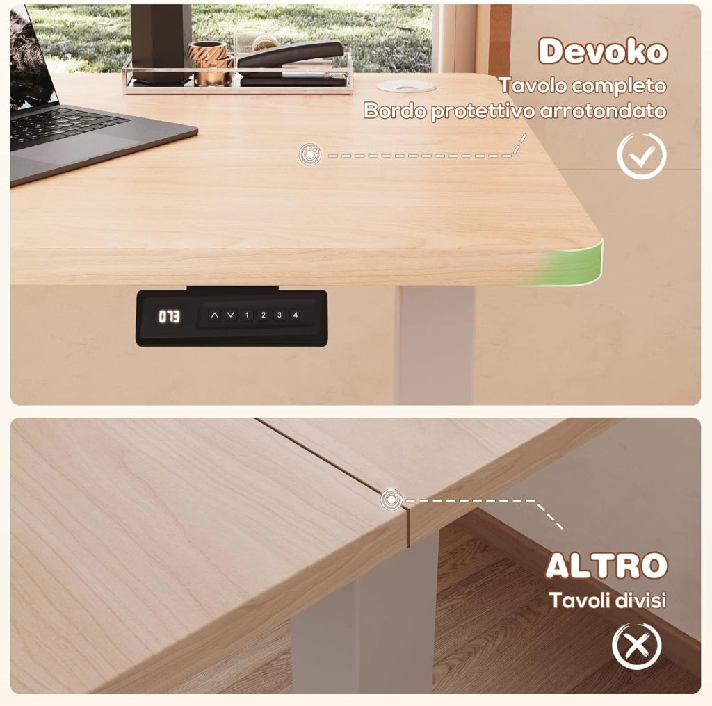160x70cm Scrivania Regolabile In Altezza,Scrivania Elettrica con desktop completo,Altezza Regolabile 72-116 cm,4 Altezze Di Memoria,Scrivania Per Ufficio,Anti-collisione(Beige)