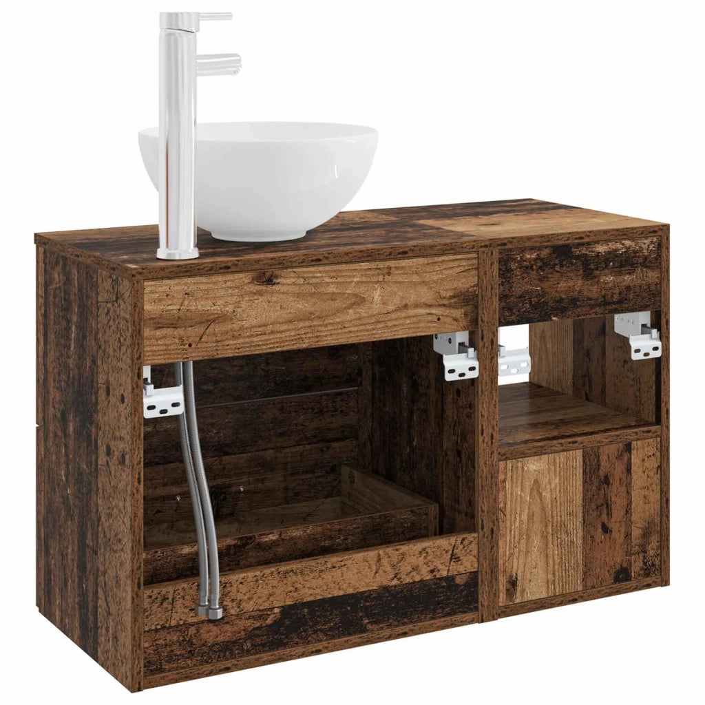 Set di mobili per il bagno 2 pz Legno antico 3403878