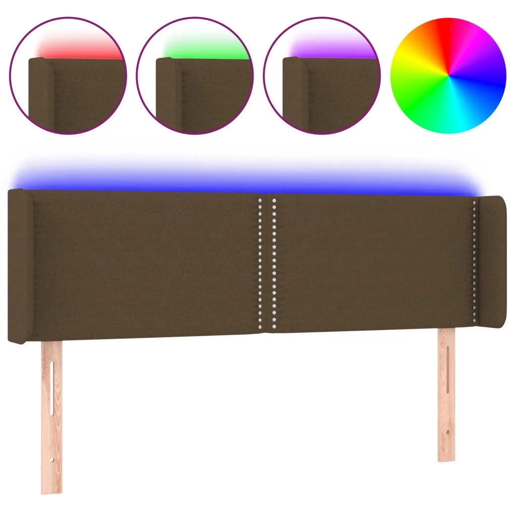 Testiera | Testata a LED Marrone Scuro 147x16x78/88 cm in Tessuto