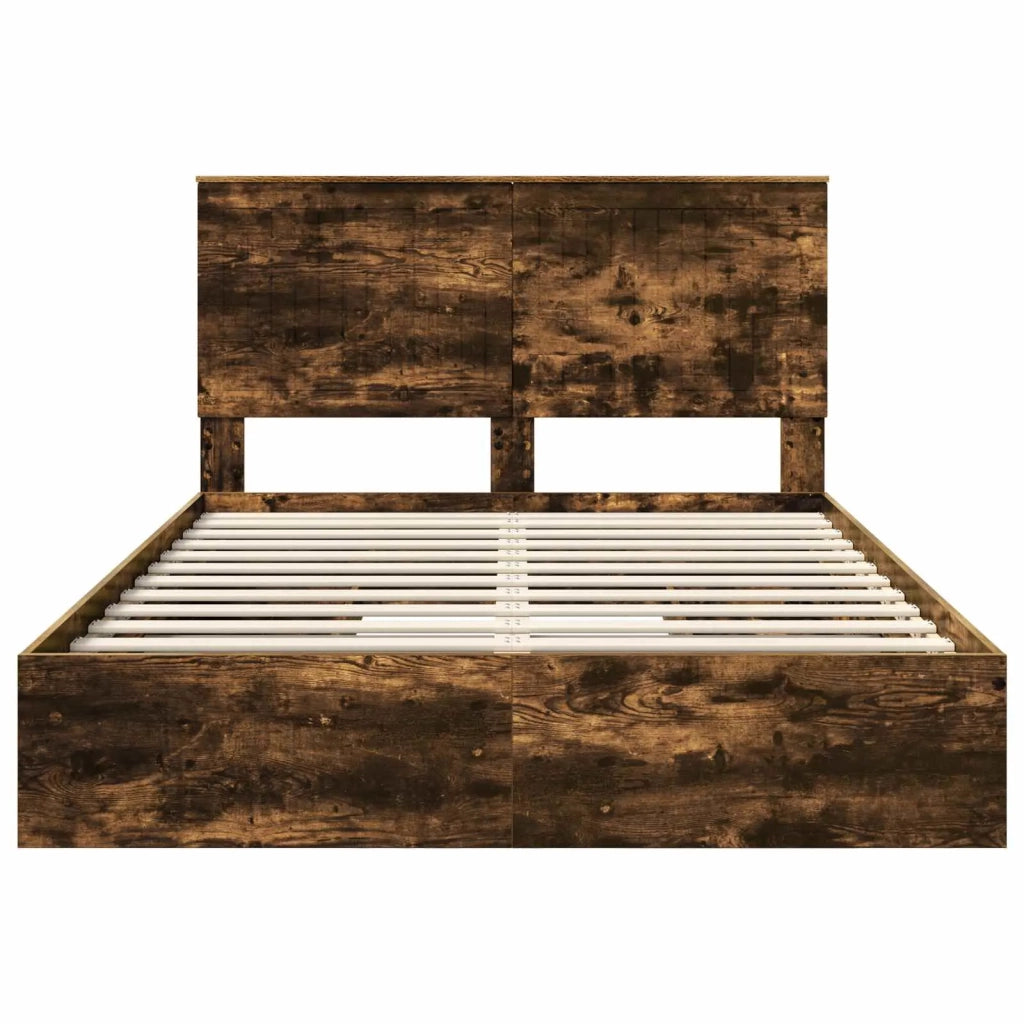 Letto con Contenitore con testiera Rovere fumé 135 x 190 cm