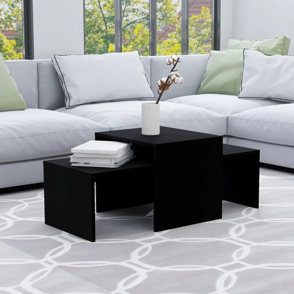 Set Tavolini da CaffÃ¨ Neri 100x48x40 cm in Truciolato cod mxl 10458