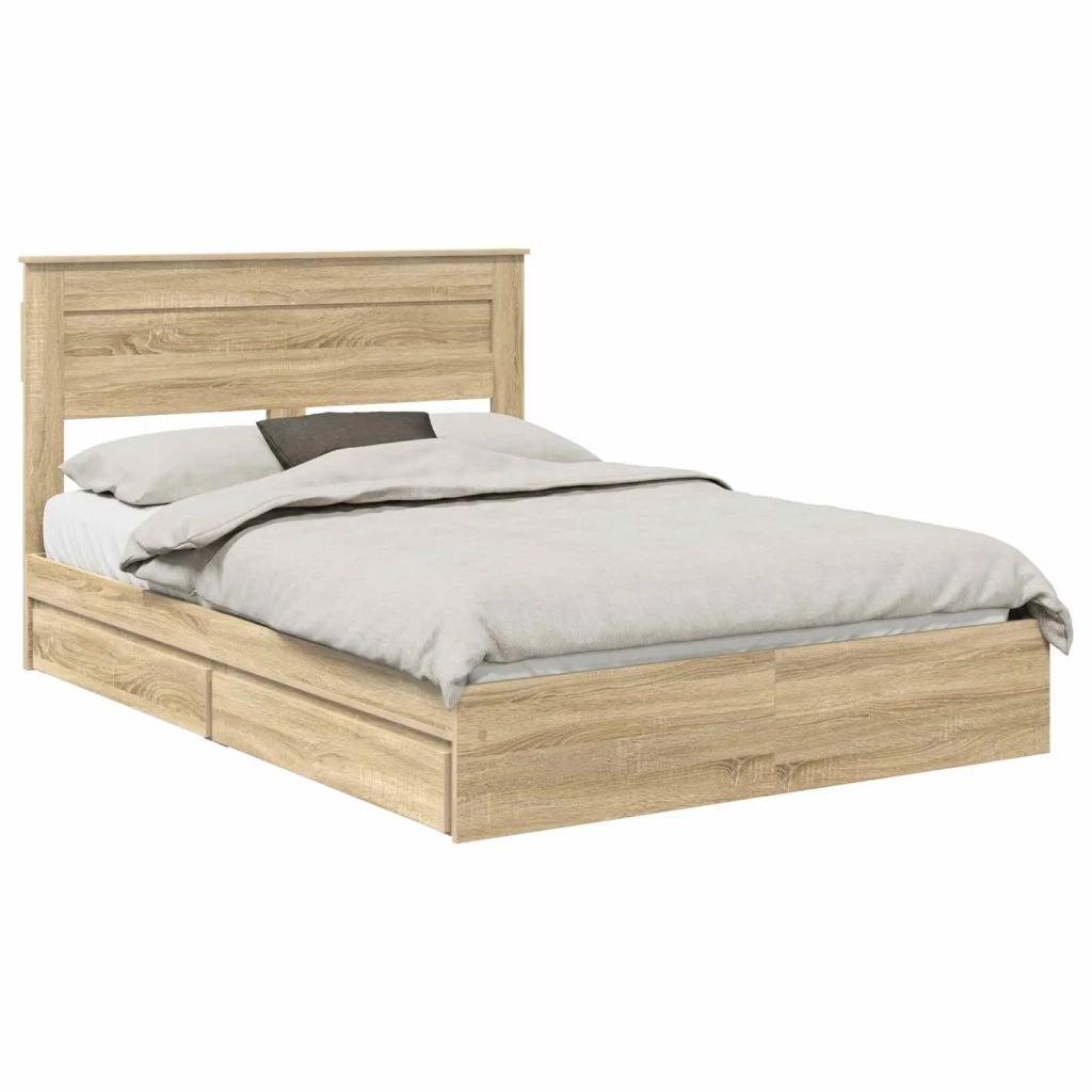 Letto con Contenitore con testiera Rovere Sonoma 150 x 200 cm