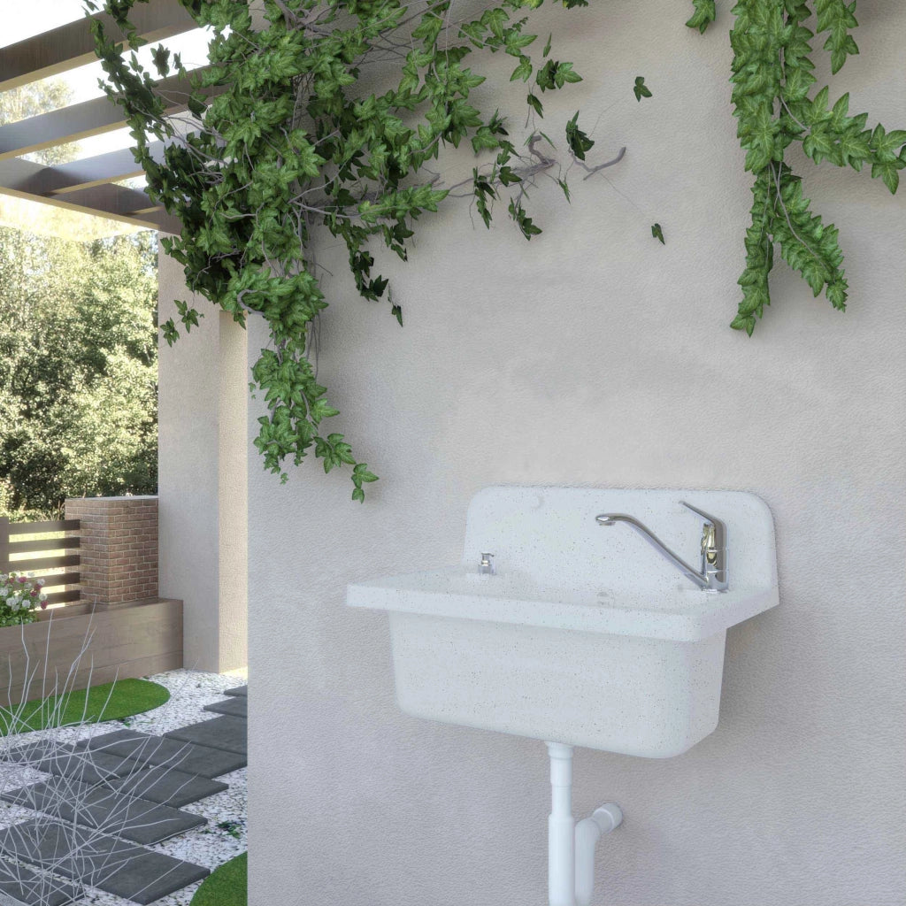 PILOZZO MAXI da muro in PP - Dim: 55 X 37 cm - Completo di GRIGLIA - CR - Colore: MARMO BIANCO