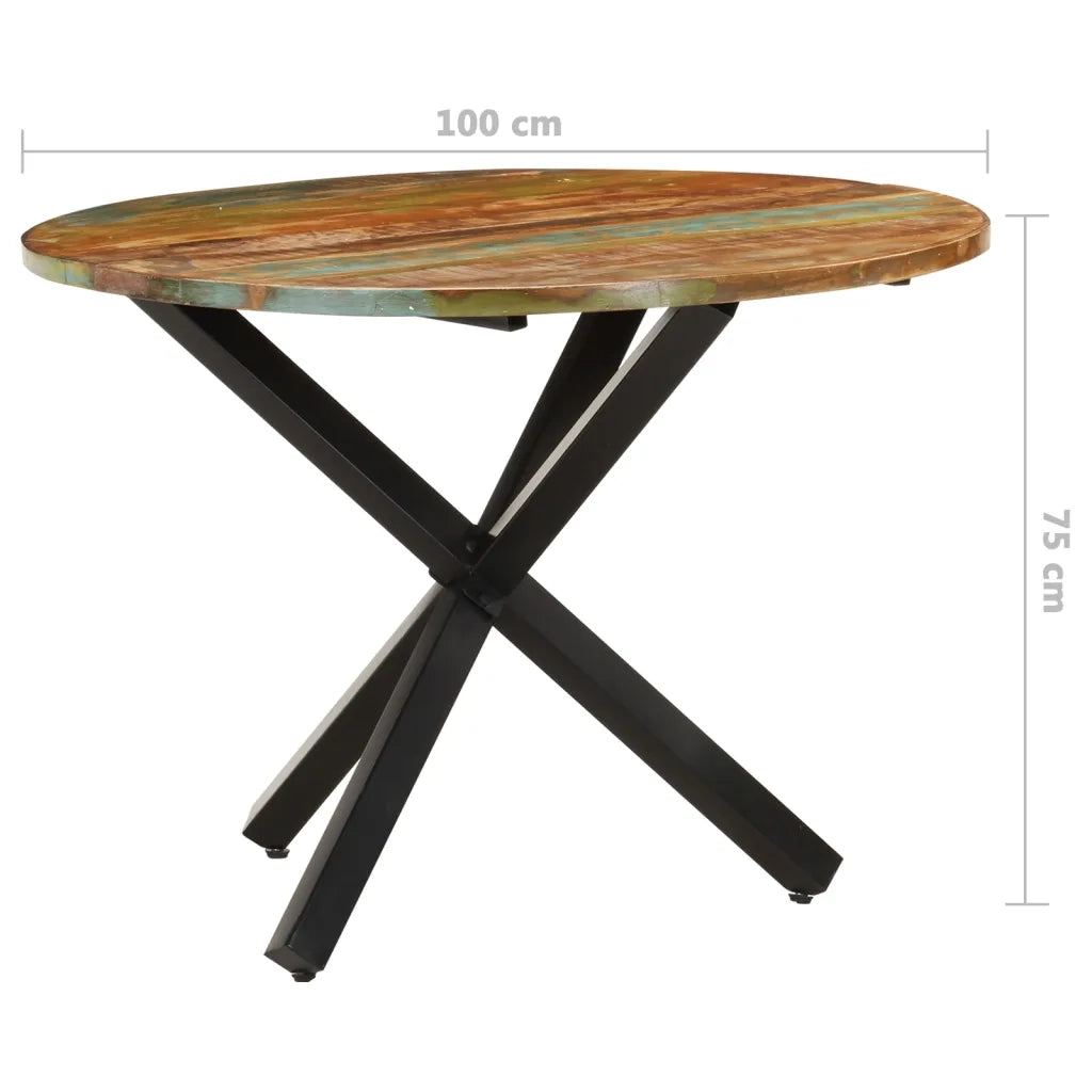 Tavolo da Pranzo Rotondo 100x100x75 cm Massello di Recupero 321682