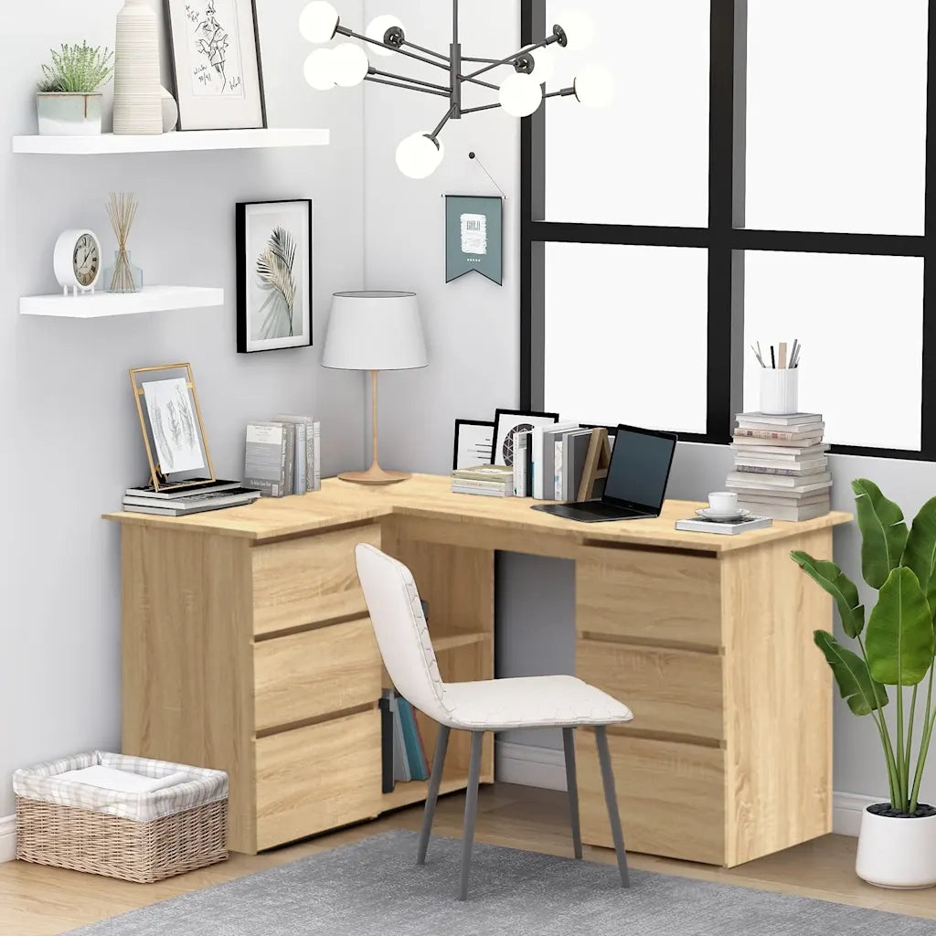 Scrivania | Tavolo da Ufficio Angolo Rovere Sonoma 145x100x76 cm Legno Multistrato