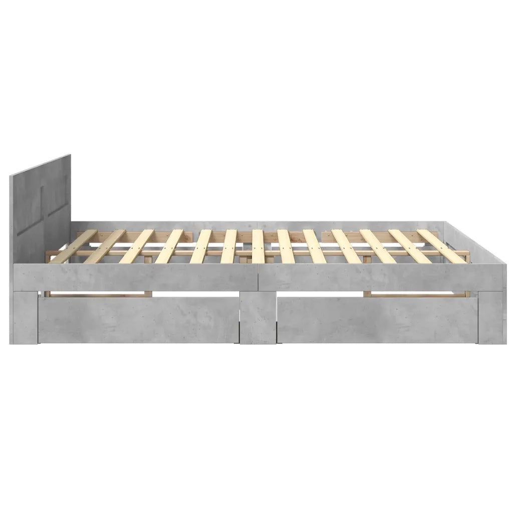 Giroletto Testiera Grigio Cemento 180x200 cm Legno Multistrato