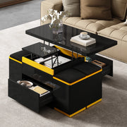 Tavolino da caffè multifunzionale sollevabile e pieghevole 100 x 50 x 43 cm; nero e giallo