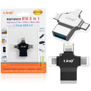 Trade Shop - Adattatore Otg 3in1 Da Lightning Type-c Micro Usb A Usb Femmina 100 Mbps Otgu940 -