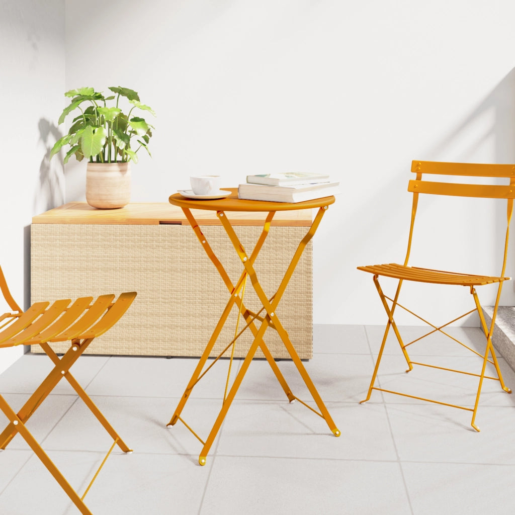 Tavolo Bistro Pieghevole Giallo Senape Ã˜50x71 cm Acciaio Verniciato a Polvere