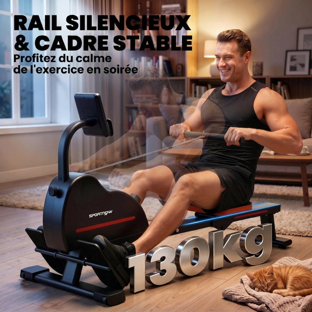 Rameur Magnetico Bluetooth Kinomap Zwift 16 Livelli ¨C zephmum ¨C 135x42x72cm Rosso