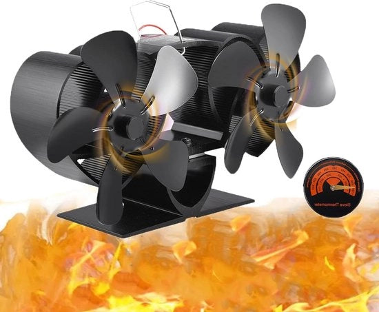 Ventilatore a doppia motorizzazione - 10 lamelle - alimentato da resistenza - per camino in legno/legna bruciata - modello verificato