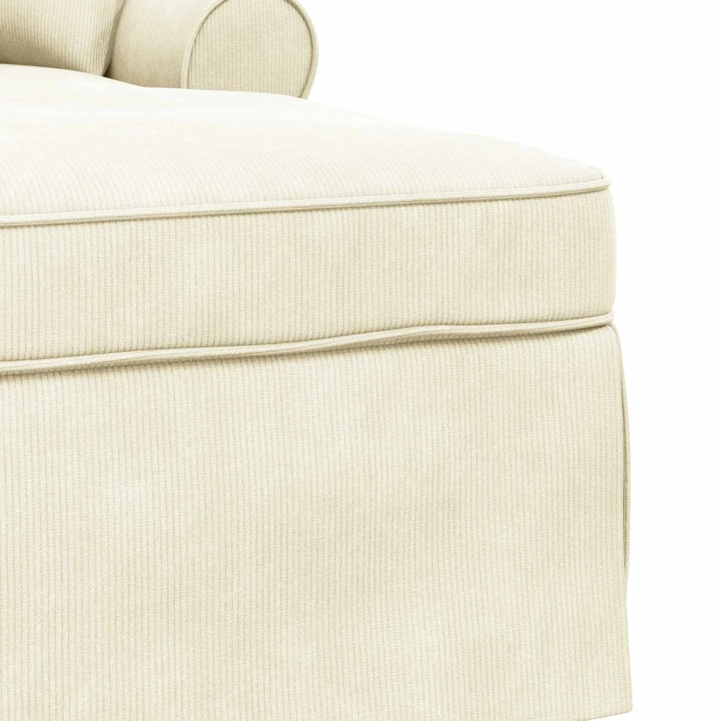 Chaise Longe con Gonna con cuscino 3 pcs Crema Tessuto in Cords