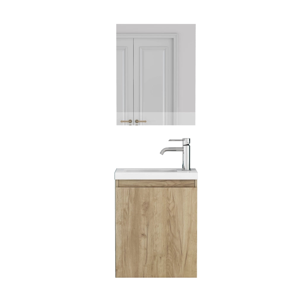Mobile da bagno con lavabo e specchio - per bagno - in MDF - 45×34×58 cm - rovere