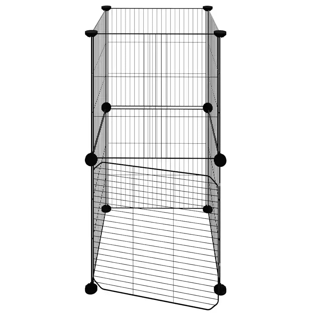 Gabbia per Animali 8 Pannelli con Porta Nero 35x35 cm Acciaio 3114035