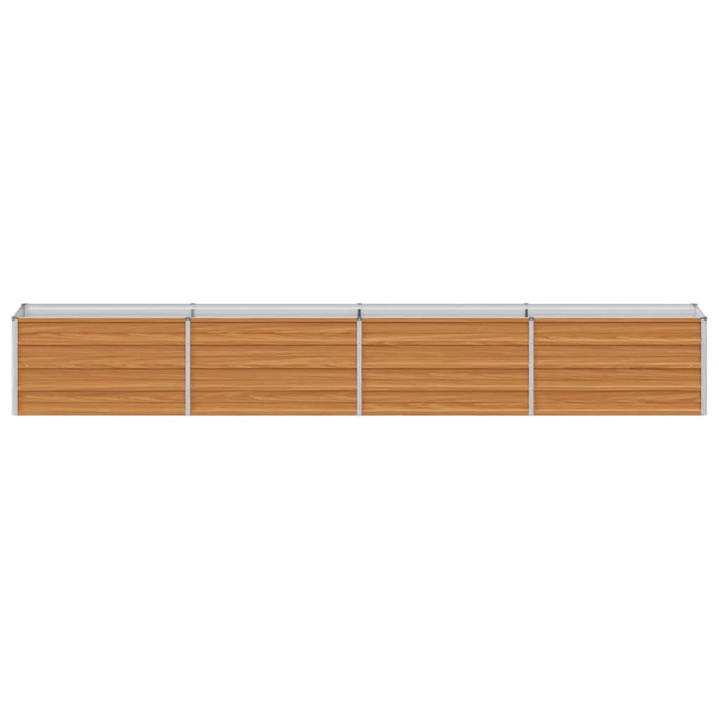 Fioriera rialzata con struttura in acciaio zincato 320 x 40 x 45 cm robusta e resistente alle intemperie stile industriale in acciaio marrone chiaro 02_0059018