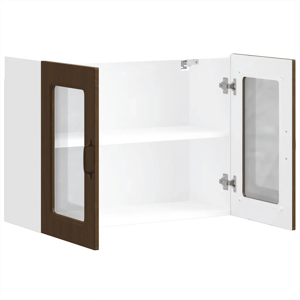 vidaXL Pensile da Cucina con Porta in Vetro Kalmar Rovere Marrone