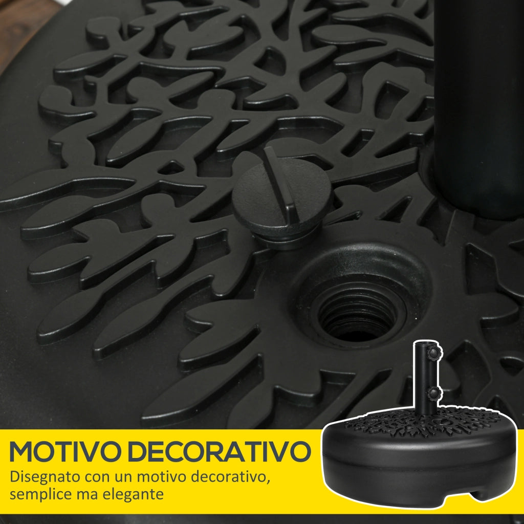 Base per Ombrellone Semicircolare Riempibile con Sabbia o Acqua per Pali 38-48mm, Nero