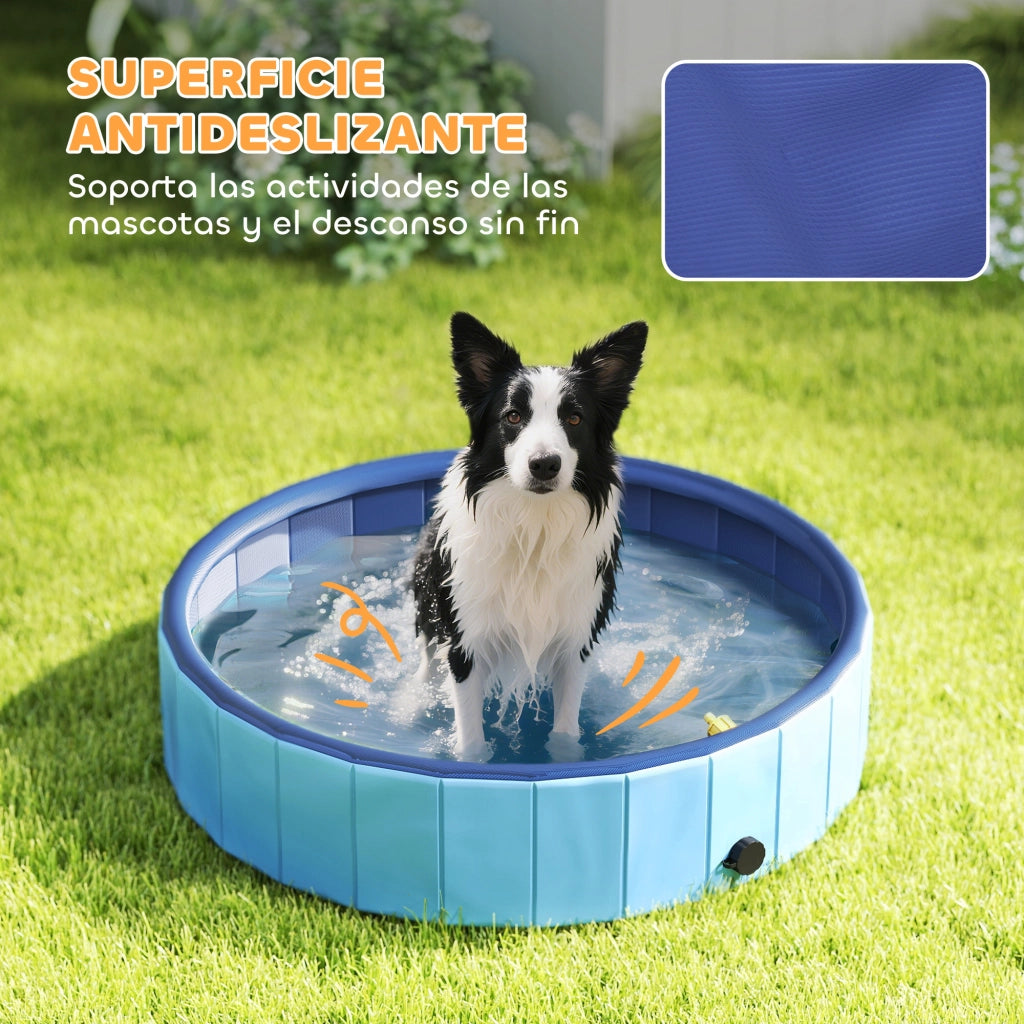 Piscina per cani pieghevole ¨C zephmum ¨C PVC antiscivolo ?100x30 cm blu chiaro