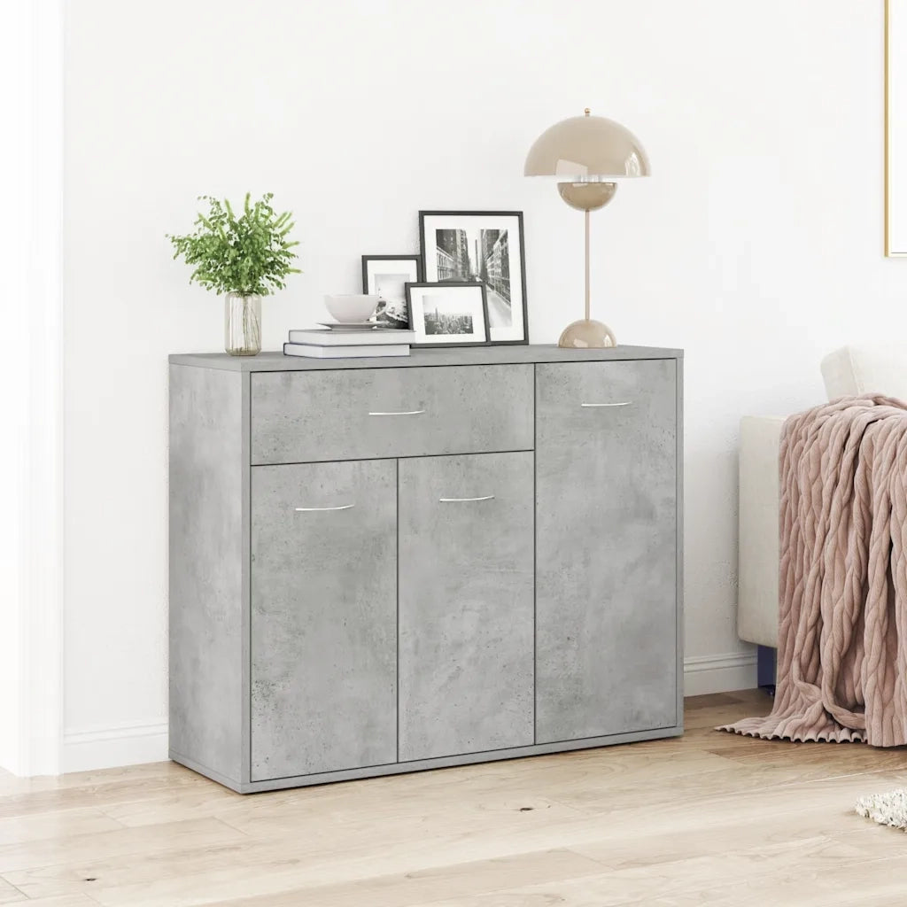 Credenza | Madia | Buffet da pranzo | Armadio da pranzo Grigio Cemento 88x30x70 cm in Legno Multistrato