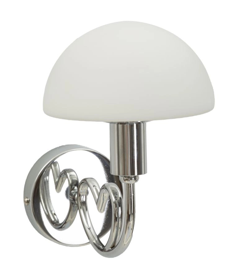 Lampada da Muro Lovy Silver 23x15x22 cm in Vetro e Ferro Argento e Bianco