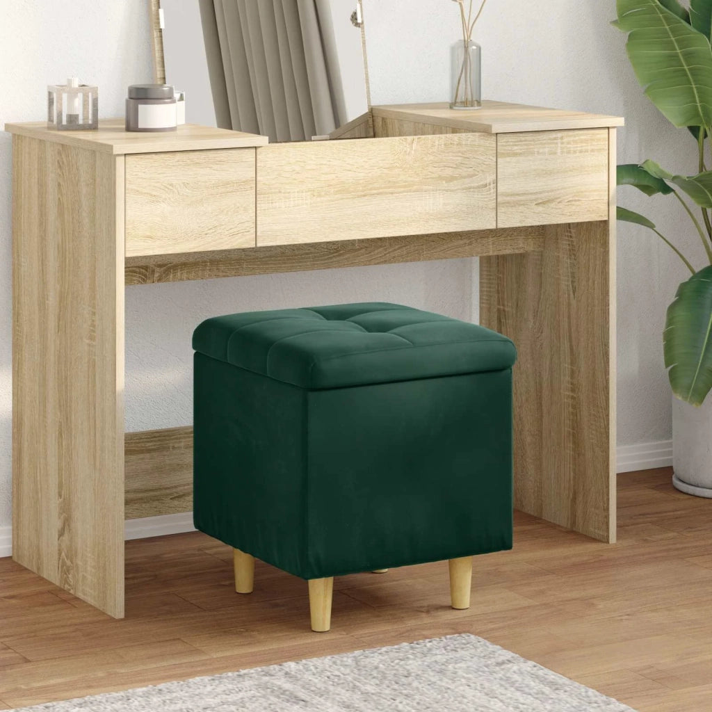 Pouf contenitore Verde Scuro 40 x 40 x 45 cm Velluto 876812