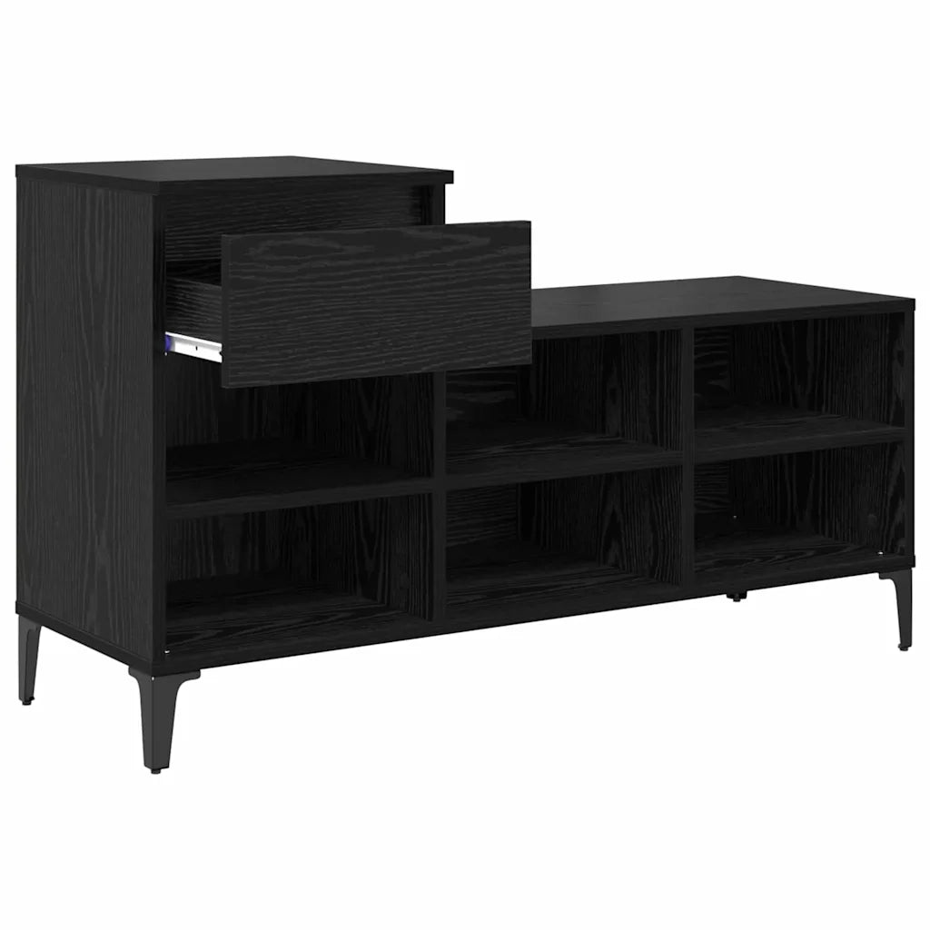Mobile per scarpe con cassetto-Scarpiera Rovere nero 102 x 36 x 60 cm 680460