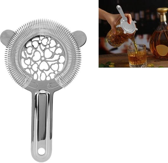 Accessorio per bartender in acciaio inossidabile - Setaccia per ghiaccio - Progettazione professionale - Funzionalità di setacciatura efficiente - Separazione rapida dei liquidi - Setaccia per bar