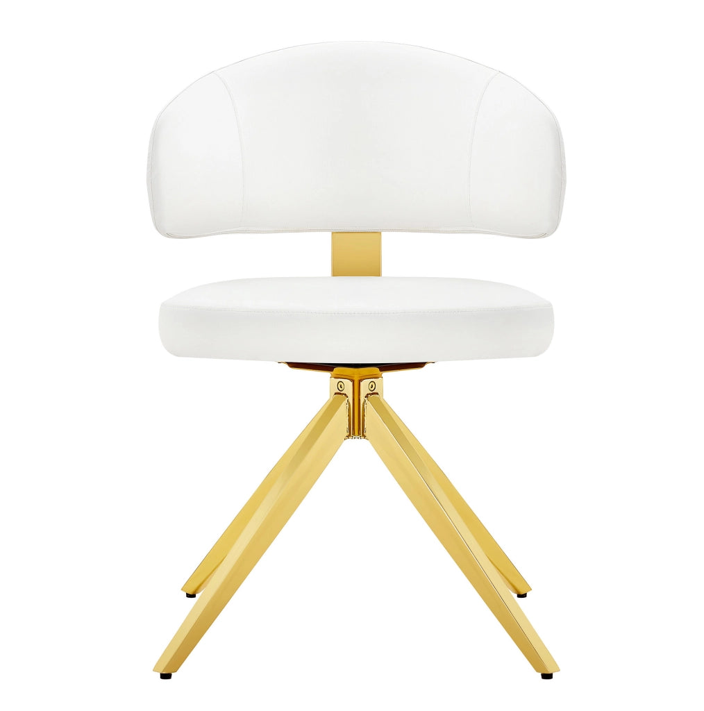 Set di 2 sedie girevoli con schienale curvo in PU bianco