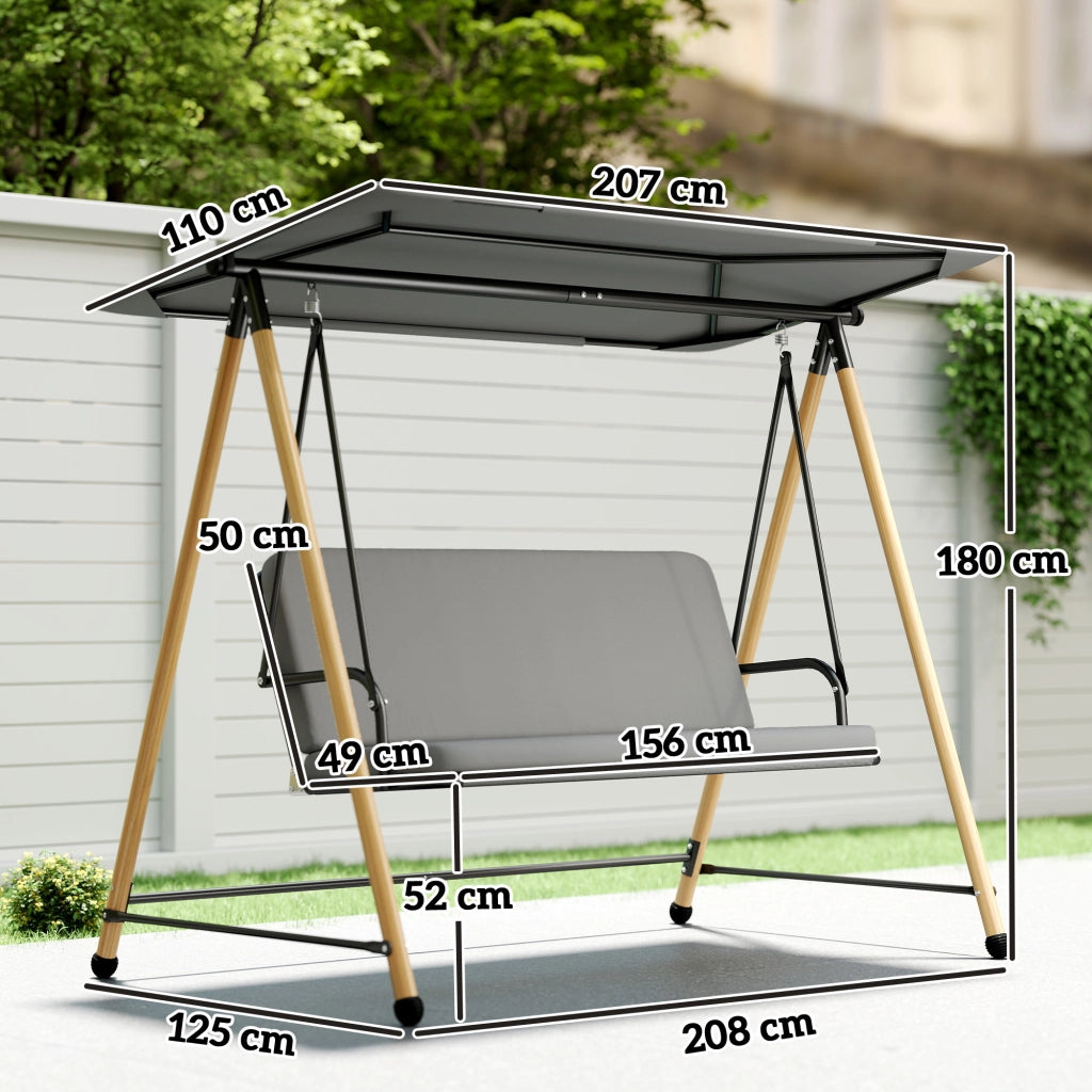 Balancelle da Giardino 3 Posti ¨C Zephmum ¨C Grigio 208x125x180cm