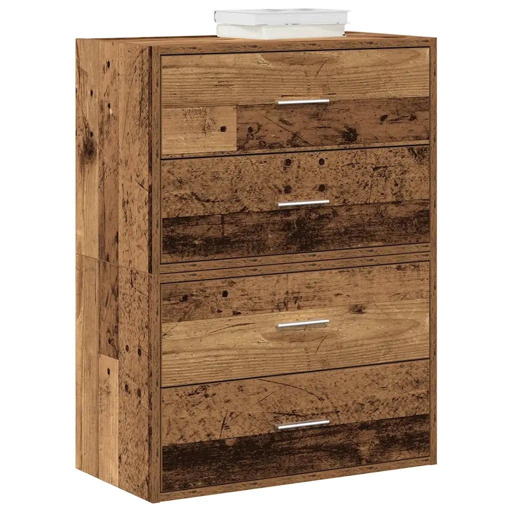 Armadi con 2 Cassetti 2 pz Legno Antico 60x31x40 cm Truciolato 858836